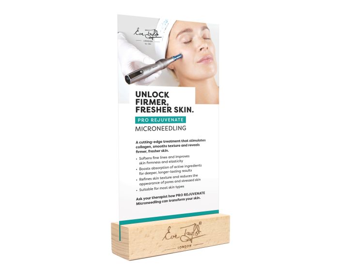 Eve Taylor Pro Rejuvenate Microneedling shelf display card professional salon