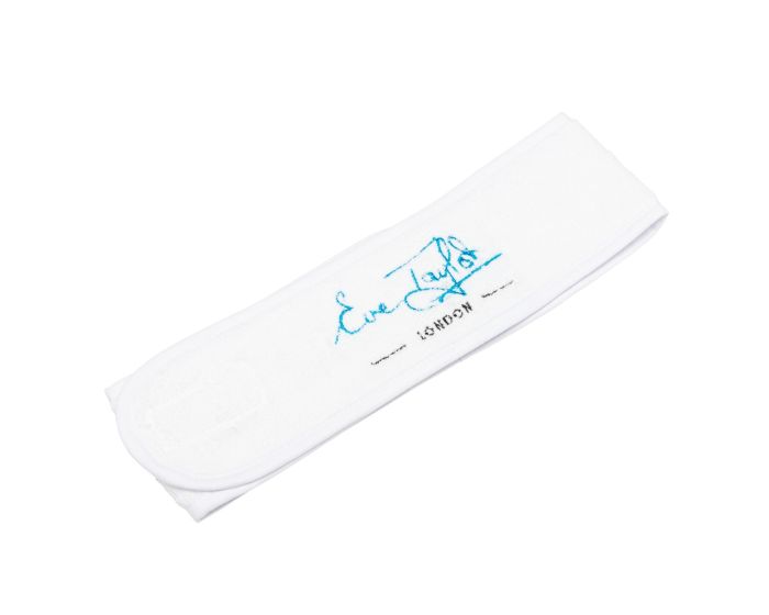 Eve Taylor white headband with embroidered logo salon uniform accessory